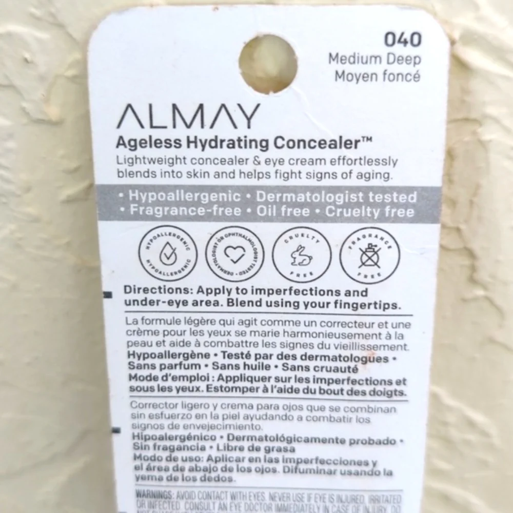 🌻 NEW Almay Ageless Hydrating Hypoallergenic Concealer Medium Deep 040
